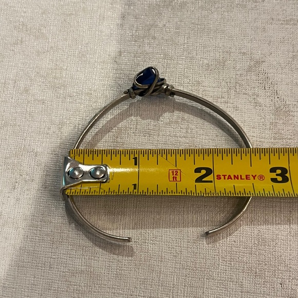 Elegant handmade Silver and Blue sea glass Women's cuff Bracelet - Picture 4 of 5